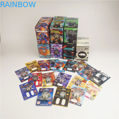 کارت های کاغذی تاول Rhino 10k Platinum Stamping Hot for Male Enhancement Capsule