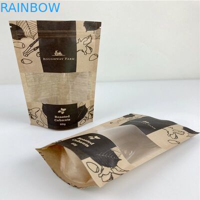 کیسه کاغذ کرافت چاپ دیجیتال کیسه های ضد بو بسته بندی مواد غذایی Doypack با پنجره