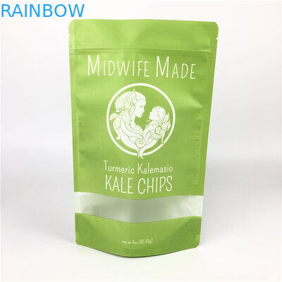 چاپ سفارشی درجه غذا ایستاده قفل زیپ مهر و موم فویل پلاستیکی بیسکویت چیپس کاغذ کیسه های بسته بندی با پنجره شفاف