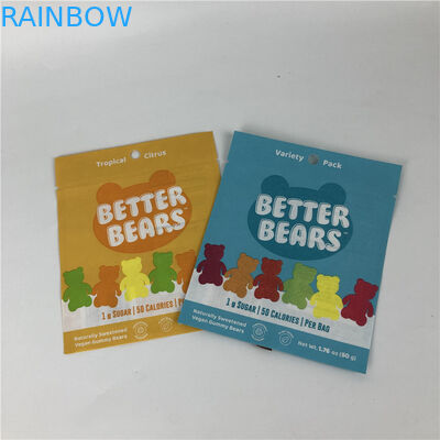 کیسه‌های بسته‌بندی زیست تخریب‌پذیر کوکی خوراکی CBD THC Gummies.