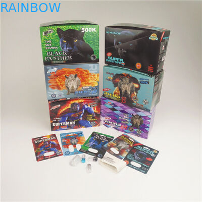 90mic Pills Paper Card 3D Card Rhino 7 Plastic Blister Blister Holographic