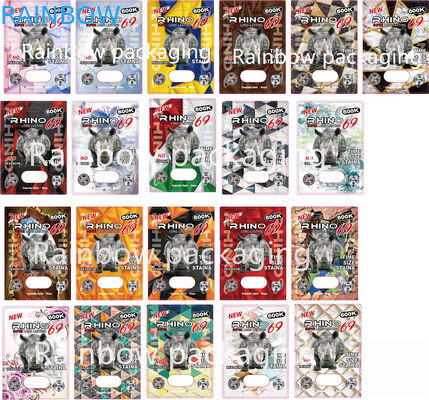 کارت‌های بسته‌بندی 3 بعدی تاولی راینو برای راینو 10 هزار / 100 هزار / 69 قرص جعبه کاغذی قرص‌های گربه گربه صورتی