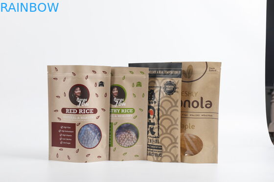 کیسه زیپ دار کاغذی PLA کرافت زیست تخریب پذیر سفارشی بسته بندی غذای چای