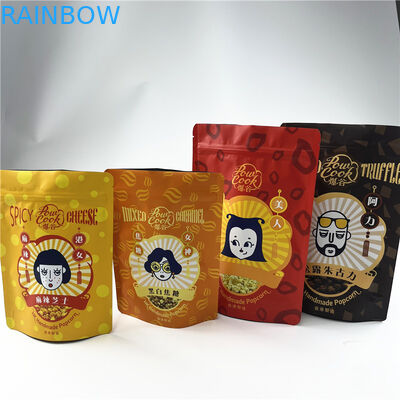 بسته بندی مواد غذایی پلاستیکی 250 گرمی کیسه های زیپلاک مایلار پاپ کورن نوار پروتئین اسنک چاپ شده