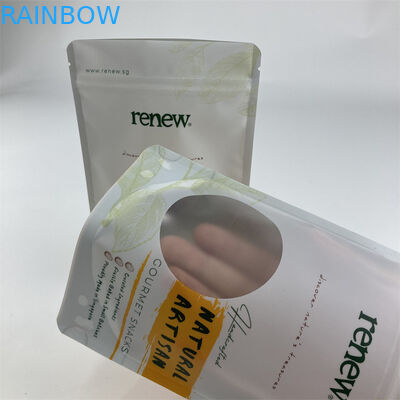 کیسه ایستاده پنجره شفاف PLA زیست تخریب پذیر 100 گرم 250 گرم 500 گرم برای اسنک بادام زمینی بادام هندی