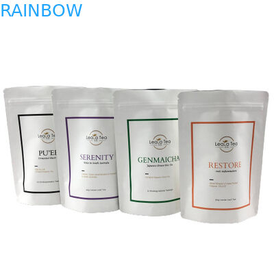 لوگوی سفارشی کیسه های فویل آلومینیومی چای مایلار دانه های قهوه سفید ضد بو