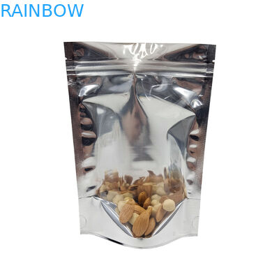 بسته بندی فویل آلومینیومی CMYK Mylar Doypac پنجره شفاف جلو نقره ای پشت پایه قابل آب بندی مجدد