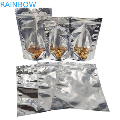 بسته بندی فویل آلومینیومی CMYK Mylar Doypac پنجره شفاف جلو نقره ای پشت پایه قابل آب بندی مجدد