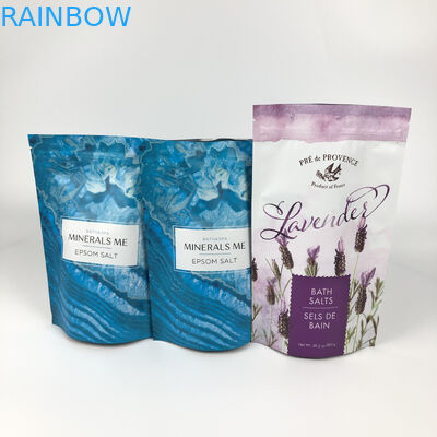 کیسه های بسته بندی قابل استفاده مجدد چاپ شده برای حمام زیپ ایستاده آلومینیومی مایل آبی مات