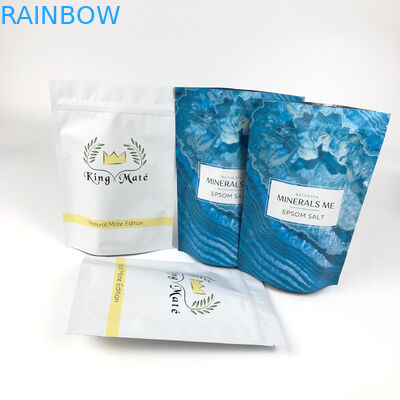 کیسه های بسته بندی قابل استفاده مجدد چاپ شده برای حمام زیپ ایستاده آلومینیومی مایل آبی مات