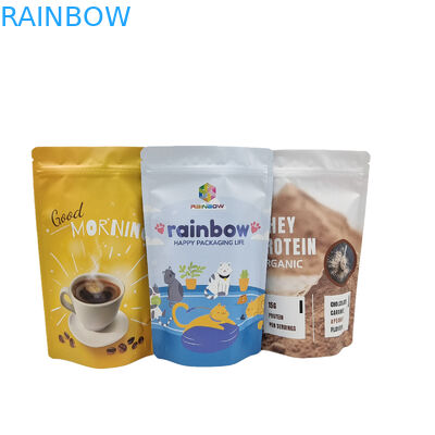 کیسه های پایه زیپ فویل آلومینیومی بسته بندی پلاستیکی خوراکی برای پودر پروتئین شیرینی اسنک