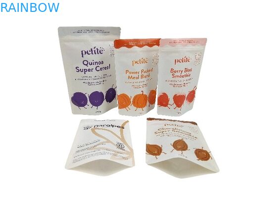 کیسه های ایستاده زیست تخریب پذیر کیسه های بسته بندی قهوه کاغذ کرافت طرح سفارشی