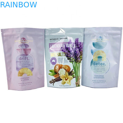 چاپ دیجیتالی سفارشی برچسب خصوصی هدیه اسپای طبیعی نمک اپسم نمک حمام بسته بندی کیسه مایلار کیسه برای 250 گرمی پاک کننده بدن