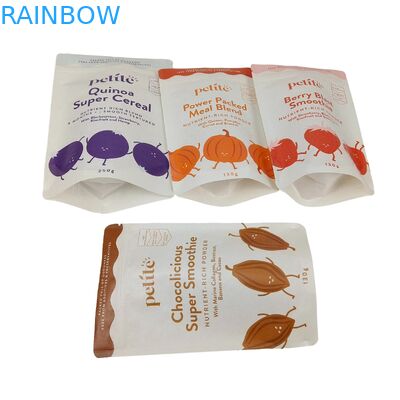 کیف های زیپلاک ماتی بیوتراژدار سفارشی فولیک آلومینیوم قابل بازپرداخت درجه غذایی قهوه دانه های چای جوانه های اسنک Doypack