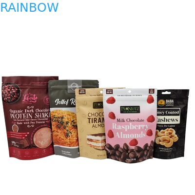 کوله پلاستیکی شکلاتی که می تواند دوباره بسته شود، فولیک آلومینیومی، کوله ایستاده، میان وعده