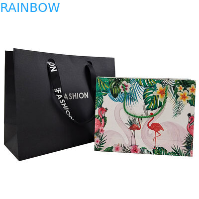 لوگو برند سفارشی کاغذ سیاه لوکس پوشاک بسته بندی هدیه کیسه خرید بسته بندی کاغذ