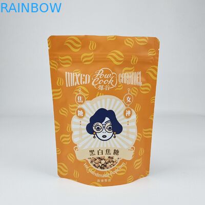 کيفيت بالاي فولک آلومينيوم لاينيزه شده زپ قفل کيف ايستاده کوله مات سفيد فولک کوله قهوه زپ