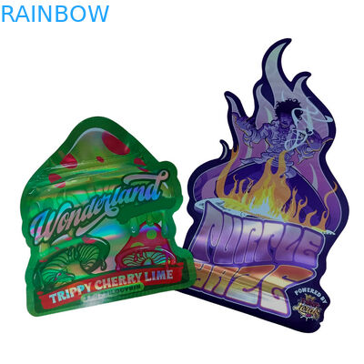 کوله لمس نرم مت مت چاپ شده سفارشی 3.5g کوله های مایلار چاپ دیجیتالی هولوگرافیک برش میلار ZiplockBag