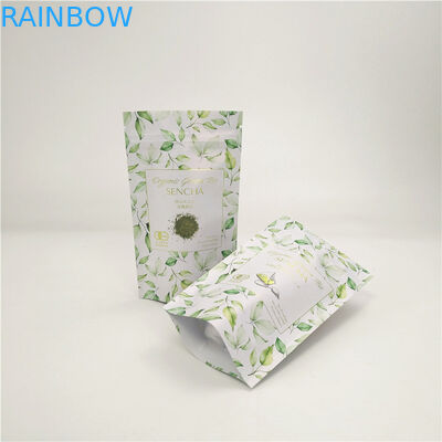 co دوستانه 3 طرفی بسته بندی شده با حرارت کیسه کاغذی کرافت بازیافت لوگو سیاه چاپ شده کیسه های کاغذی کوچک 5 گرم