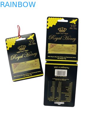 لوگو سفارشی Royal Honey VIP کوله بسته بندی کارت کاغذی فولیک طلا کارت کاغذی برای چوب عسل