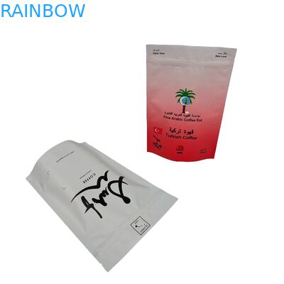 برچسب سفارشی کیسه های پلاستیکی ایستاده با شیر تخلیه گاز 100g 250g کیسه های بسته بندی پلاستیکی دانه قهوه