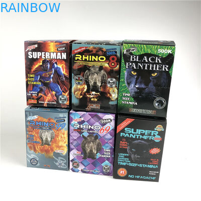 بطری های پلاستیکی خالی دارویی تقویت کننده مردانه Rhino 99 قرص های پف کارت با جعبه نمایش