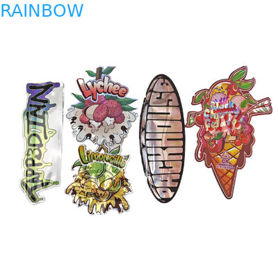 طراحی سفارشی چاپ شده غیرمستقیم زپ قابل باز کردن برش 3.5g بسته بندی پلاستیکی شکل ویژه کیسه مایلار