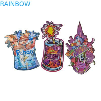 لوگو سفارشی چاپ شده مات نرم لمس نامنظم شکل خاص بسته بندی 3.5g کودک ضد عفونی کاغذ آلومینیومی کیسه