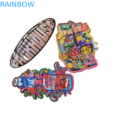 سفارشی 3.5g هولوگرافیک کنده میلار کیسه های بسته بندی شکل نامنظم زپ ضد بوی بسته بندی پلاستیکی کنده