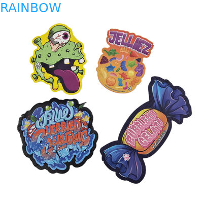 کیسه های چاپ دیجیتال سفارشی بسته بندی فولیک هولوگرافی برش مرطوب شده خاص شکل Ziplock پلاستیکی مایلار 3.5g کیسه های برش مرطوب شده