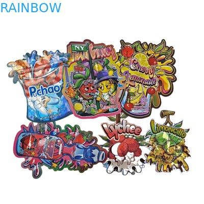 کیسه های چاپ دیجیتال سفارشی بسته بندی فولیک هولوگرافی برش مرطوب شده خاص شکل Ziplock پلاستیکی مایلار 3.5g کیسه های برش مرطوب شده