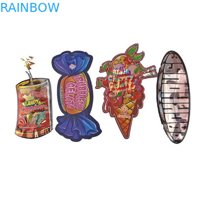 لوگو ماتی سفارشی بسته بندی مجدد پلاستیکی شکل کیف ضد بوی برش مرطوب 3.5 Mylar کیسه برای آب نبات