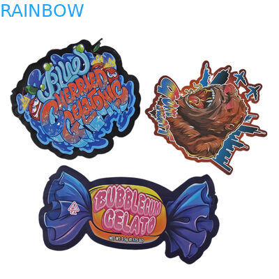 سفارشی دیجیتال چاپ شده برش غیر منظم 3.5g کیسه شکل ویژه مواد غذایی پلاستیکی Ziplock بسته بندی کیسه های Mylar