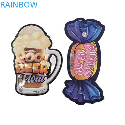 سفارشی دیجیتال چاپ شده برش غیر منظم 3.5g کیسه شکل ویژه مواد غذایی پلاستیکی Ziplock بسته بندی کیسه های Mylar