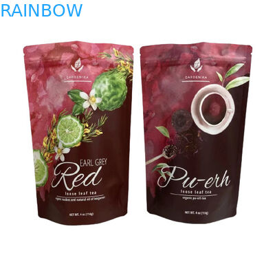 مواد غذایی درجه ایستاده کیسه های پلاستیکی سفارشی ورق مات پایان برای بسته بندی چای