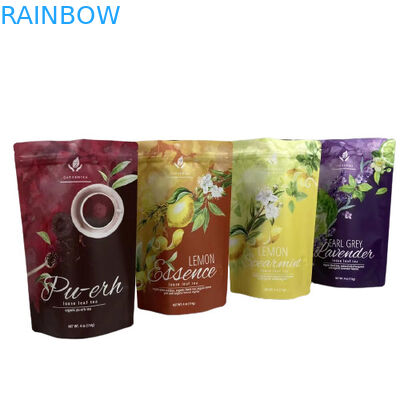 مواد غذایی درجه ایستاده کیسه های پلاستیکی سفارشی ورق مات پایان برای بسته بندی چای
