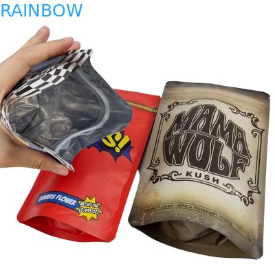 بسته بندی عطر گیاهی بوقلمون در CMYK با کیف ایستاده و زیپ