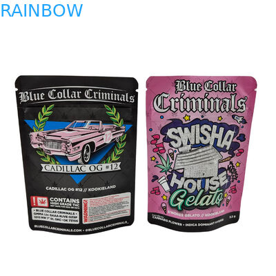 بسته بندی عطر گیاهی بوقلمون در CMYK با کیف ایستاده و زیپ