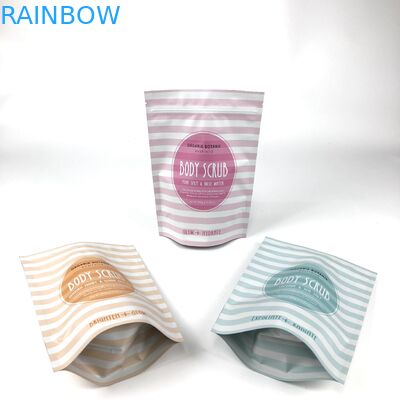 کیسه بسته بندی آرایشی کیسه پاک کننده بدن ایستاده برای حمام نمک و کیسه پاک کننده بدن مایلر