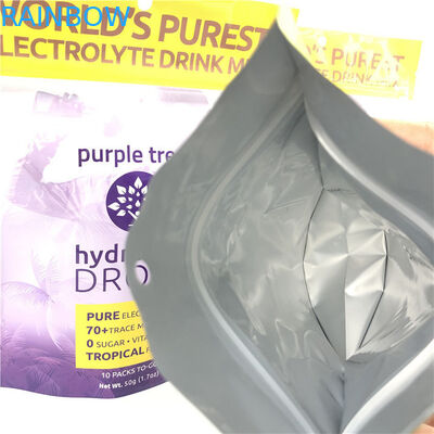 10 رنگ سفارشی فولک آلومینیوم مت ایستاده کیسه زیپلاک کیسه پوشک برای غذا