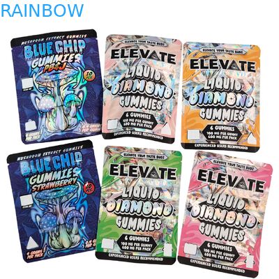 بسته بندی کیسه های مایلار 3.5 گرمی عصاره قارچ آدامس با زیپ ضد بو کیسه ایستاده