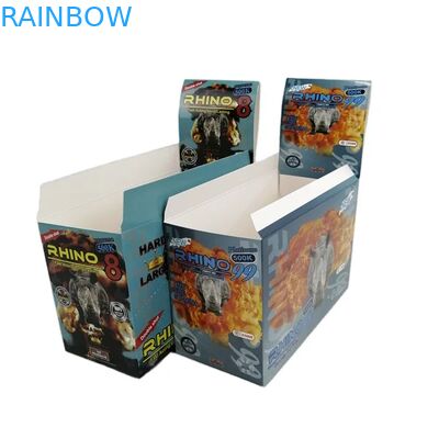 عمده فروشی سفارشی رینو 100k 150k 200k کپسول تقویت کننده قرص دارو بسته بندی سه بعدی کارت با جعبه نمایشگر کاغذی