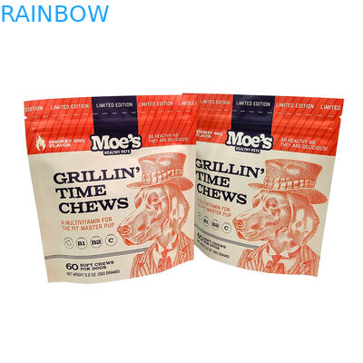 کیسه ایستاده قابل استفاده مجدد سازگار با محیط زیست با ضخامت 50 تا 200 میکرون برای بسته بندی غذای حیوانات خانگی