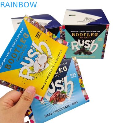 Customized Gold Stamped Back Side Sealed Stand Moisture Proof Flat Pouch Snack Energy Bar Nut Chocolate Packaging LDPE Bags