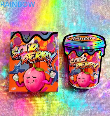 جعبه و کیسه هولوگرافیک 3.5 Mylar بسته بندی مجدد 3.5g خوردنی Mylar کوله های برش مرطوب با جعبه های غلات نمایش