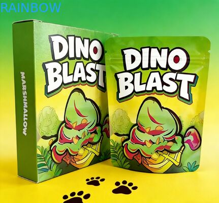 Custom 3.5 Mylar Bag Come With Display Box For Flower Candy Cookie Gummy Packaging Child Resistant 3.5g 7g 14g Die Cut Mylar Bag