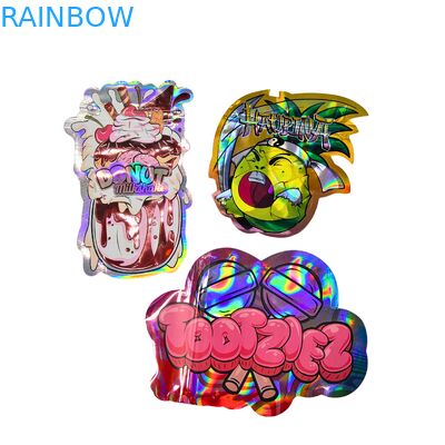 کیسه‌های گل صمغی سفارشی چاپی با شکل خاص عمده فروشی 3.5 7 گرم کیسه ایستاده ضد کودک با لوگو