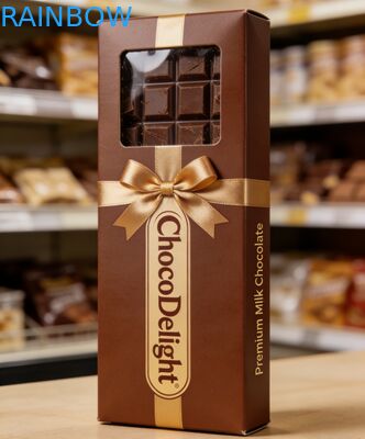 جعبه هدیه عروسی با مهر و موم طلا با پنجره شفاف برای شیرینی و شکلات