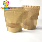 کیسه های کاغذی کرافت قهوه ای با بسته بندی کاغذی Ziplock با پنجره از طریق کیسه های درجه مواد غذایی
