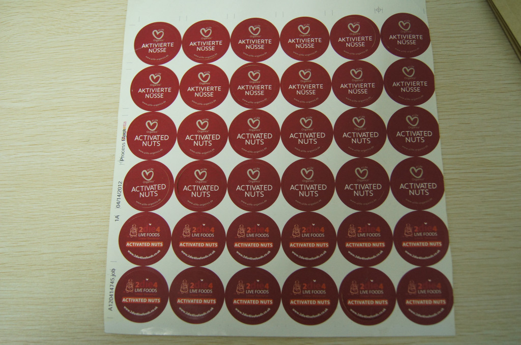 کاغذ بسته بندی آستین گرد، برچسب برچسب چسب برای آجیل فعال